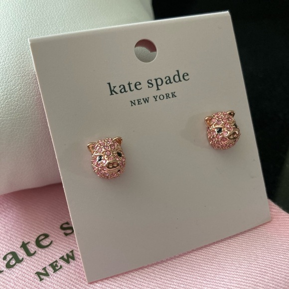 **LAST ONE**Kate Spade Pave Pink Pig Studs - Picture 3 of 4